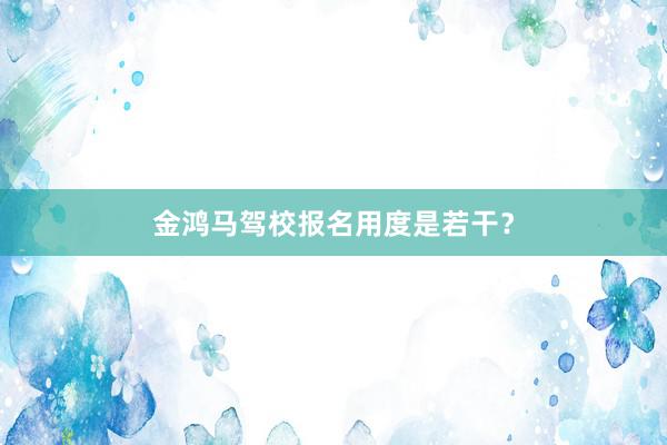 金鸿马驾校报名用度是若干？