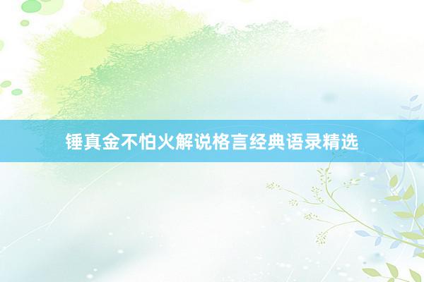锤真金不怕火解说格言经典语录精选